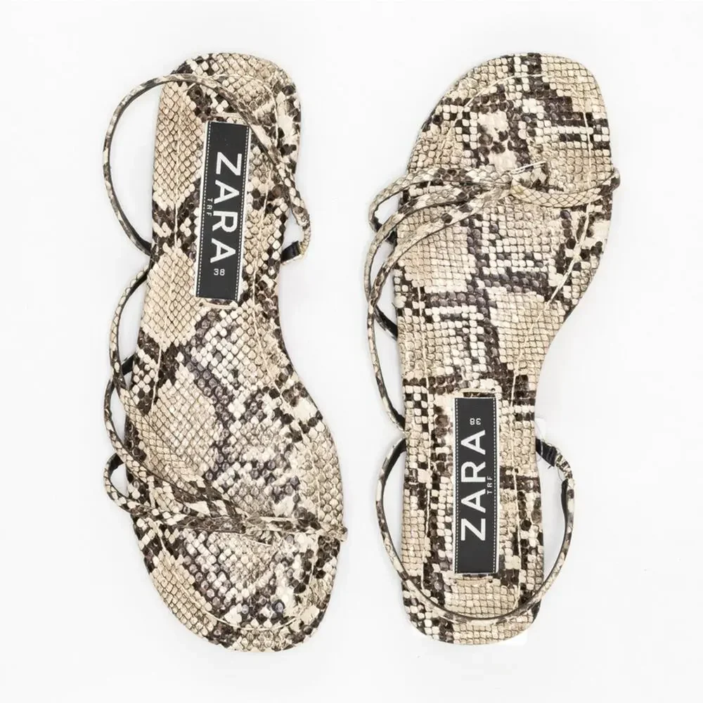 Zara Animal Print Flat Sandals Size 7.5 US - Picture 2 of 11